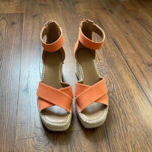 Nordstrom Rack Espadrilles Wedge Platform Ankle Strap Orange Strap 8